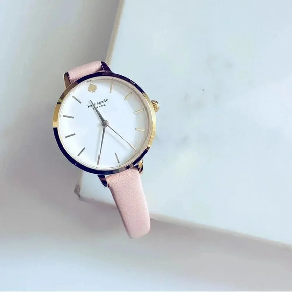 NWT Kate Spade New York Metro Three Hand Blush  Leather Watch - Picture 6 of 7